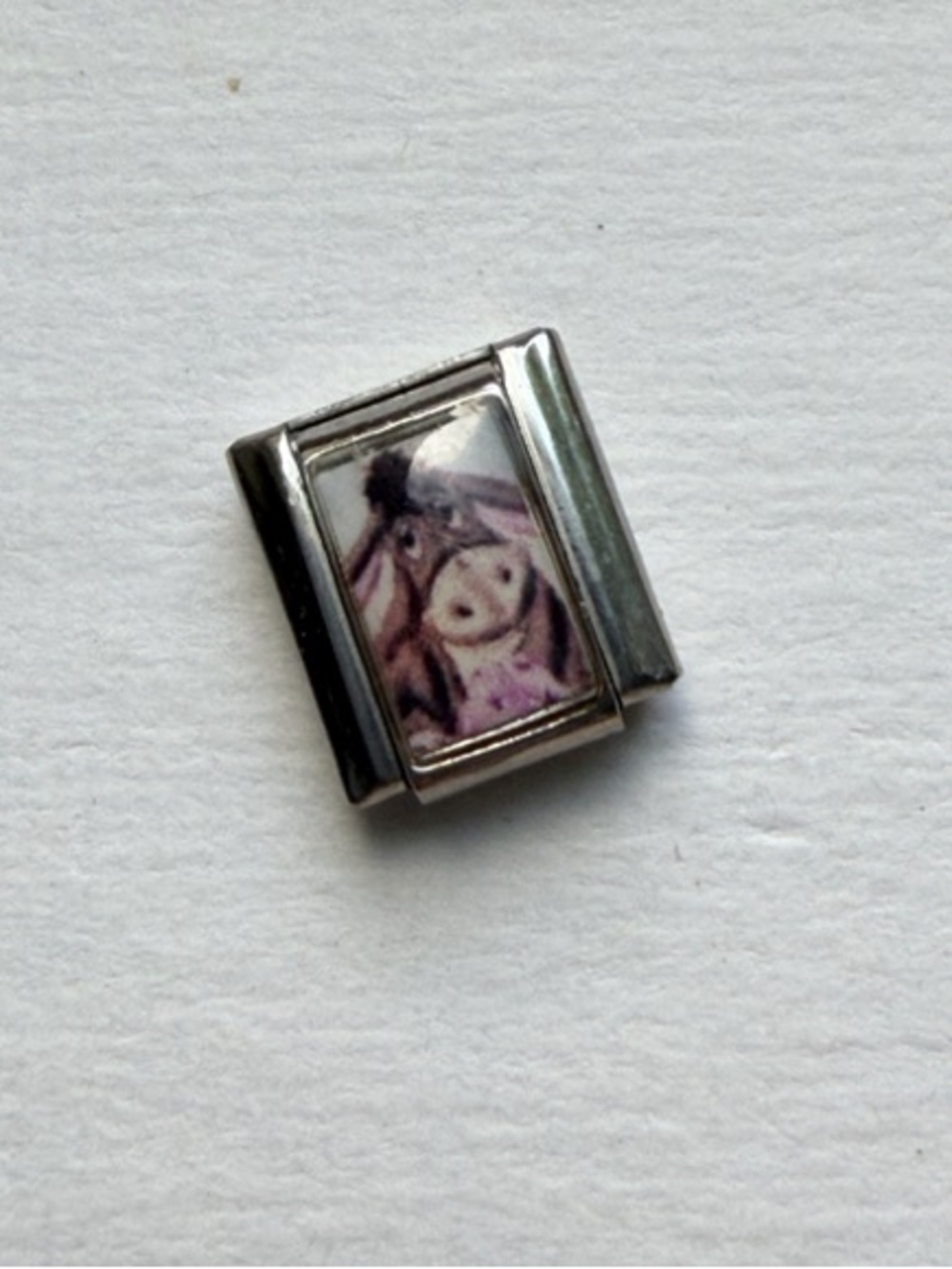 Silver-tone Italian Charm with Eeyore Portrait